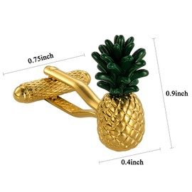 HAWSON Pineapple Cufflinks Men's Gold Accent for Tropical Weddings & Luxury Resort Attire Dual-Finish Groomsmen Accessories & Party Gifts