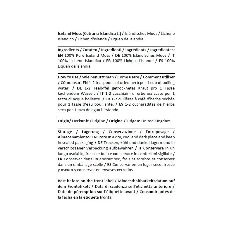 Health Embassy Iceland Moss (Cetraria islandica), 50g