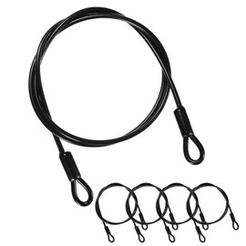 M METERXITY 5-Pack Security Cable Lock, 4FT 5mm PVC Coated Stainless Steel Luggage Lock Wire Rope with Double Loop for Travel/Gate/Bike, Cut-Resistant Braided Steel Cable [Black]