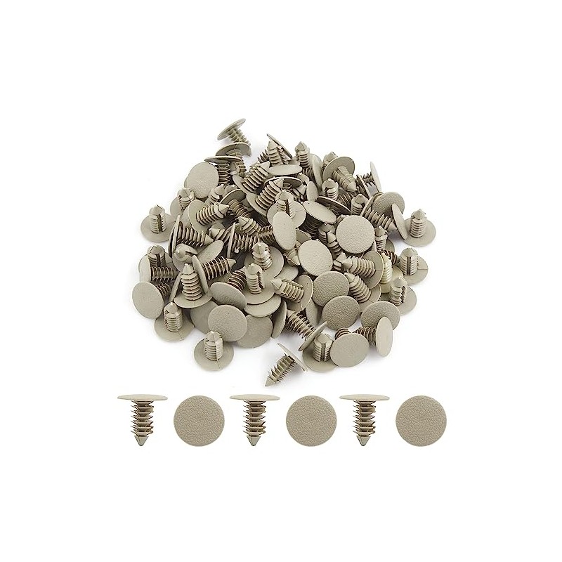 100Pcs 9mm Khaki Plastic Door Fender Bumper Push Rivets Clip