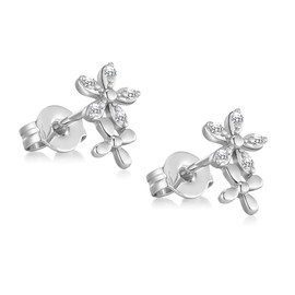 Philip Jones Silver Plated Flower Earrings Created with Zircondia® Crystals