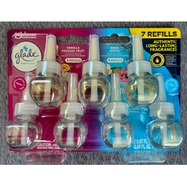 Glade 7 Glade PlugIns Refill Air Freshener, Vanilla Passion Fruit Aqua Waves Scent