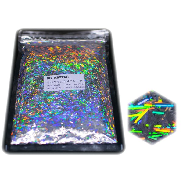 DIY MASTER Hologram Glitter Flake Long 0.3mm x 4.7mm (Large) 8.8 oz (250 g)
