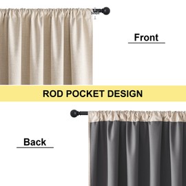 NICETOWN Cream Linen 100% Blackout Curtains, 2 Panels Set, 52 x 84 Inches, Rod Pocket Style, Thermal Insulated Room Darkening Drapes for Bedroom, Living Room, Nursery, Modern Farmhouse Decor
