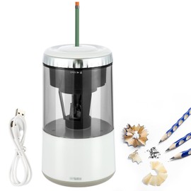 M&G White Electric Pencil Sharpener, Portable Automatic Pencil Sharpener for Colored Pencils, Auto Stop,Fully Automatic Sharp & Fast, USB Operated for 6-8mm Pencils for Kids, School, Office, Home