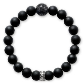 Thomas Sabo Women Men-Bracelet Rebel at heart 925 Sterling silver blackened Obsidian black Length 19 cm A1085-023-11-L