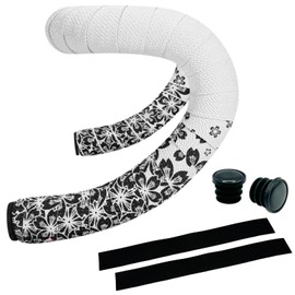 MARUHADO Bicycle Bar Tape, Road Bike Drop Handlebar Tape, Left and Right Set, Anti-Slip, End Plug, Cherry Blossom Pattern, White/Black