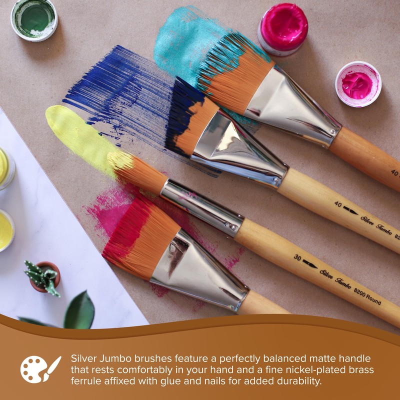 Silver Brush Limited Silver Jumbo Golden Taklon Flat Paintbrush, Size