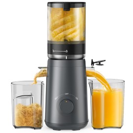 Juicer Machines, TUUMIIST Cold Press Juicer with 5.3" Extra Large Feed Chute Fit Whole Fruits & Vegetables Easy to Clean, High Juice Yield, BPA Free (Gun Grey)