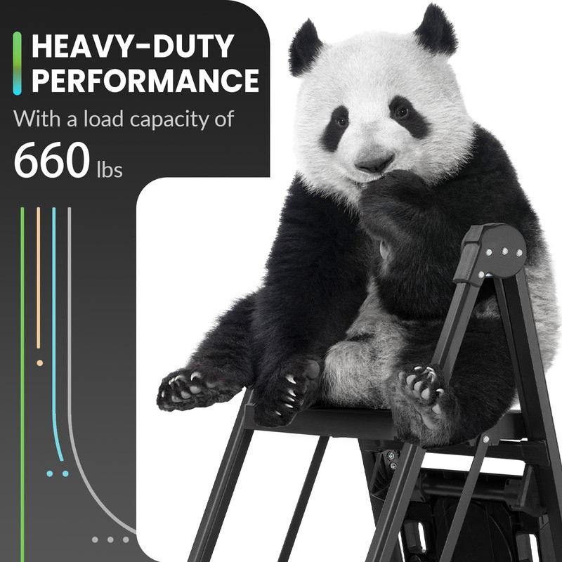 XinSunho 4 Step Ladder, Foldable Handrail & Tool Tray Stool