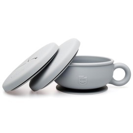 TalkTools Itsy Bowl con tapa de bloqueo - Silicona de grado platino con líneas de volumen, paredes curvas para recoger fácilmente - para bebés, niños pequeños, niños y ancianos (chicle)