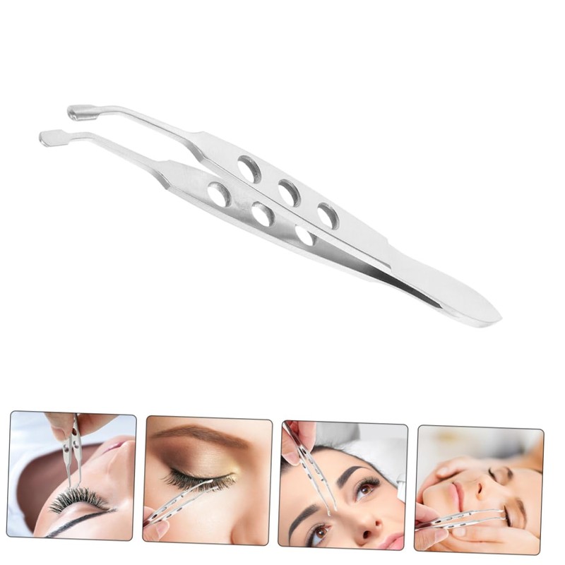 Ipetboom 2pcs Long Tweezers Tip Precision Forceps Professional Eyelid Clamp
