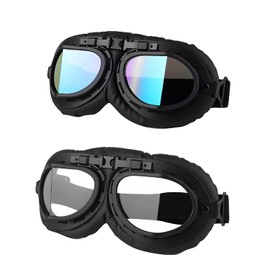 LJDJ Motorcycle Goggles - Vintage Pilot Style Goggles Dirt Bike ATV Motocross Riding Offroad Eyewear Scooter Outdoor Sports Glasses Combat Tactical Goggles for Men Women Youth Adult