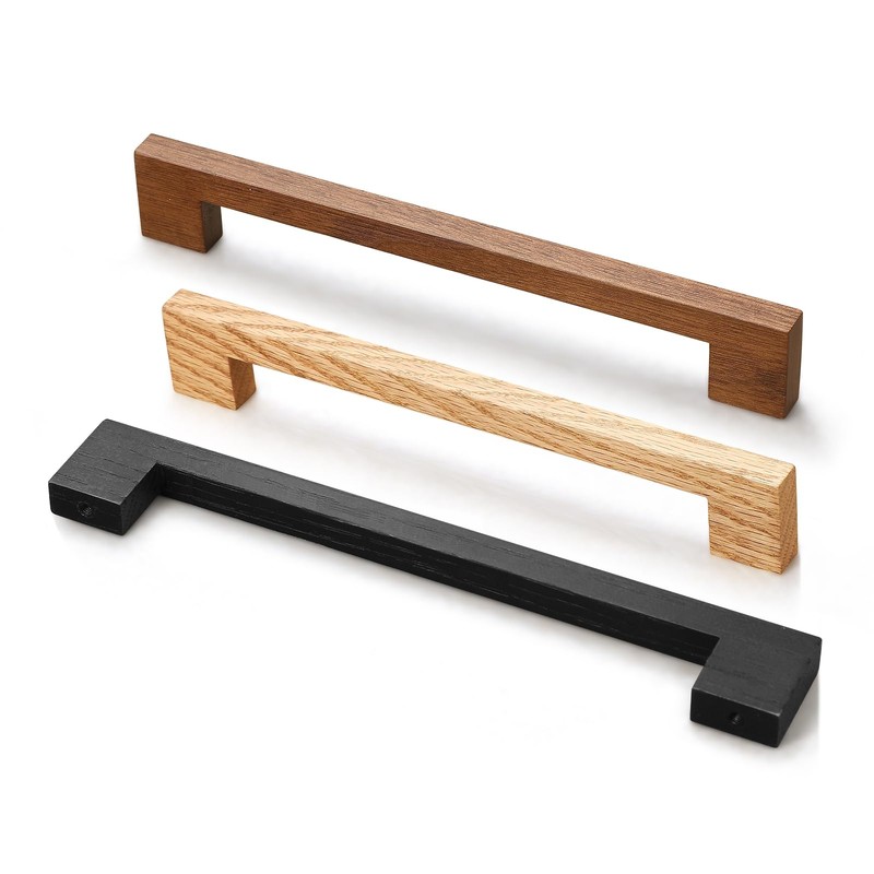 Evionlin Walnut Square 5 in 2 pcs Wooden Drawer Pulls