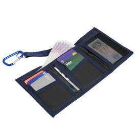 Sports Wallets For Boys, Trifold Men Canvas Wallet With Coin Pocket And Credit Card Holder, Waterproof Teenagers Folder Wallet with chain, hook or classic (With Snap Clip Hook, Navy)