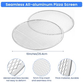 6 Pack 10 Inch Aluminum Pizza Screen, Seamless Round Non-Stick Pizza Mesh Baking Tray for Oven, BBQ, Home Kitchen and Restaurant Use