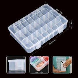 LAifu 2pack 24 Grids Clear Plastic Organizer Box Storage Container Jewelry Box with Adjustable Dividers for Beads Art DIY Crafts Jewelry Fishing Tackles(20 x 13.8 x 3.8 cm)