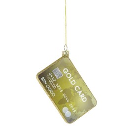 The Bridge Collection Credit Card Ornament - Glass Gold Card Ornament for Holiday Decor - Gold Credit Card Christmas Ornament - Funny Christmas Ornaments