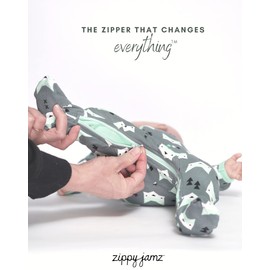 zippyjamz – Zipper Organic Sleeper Footed Baby Pajamas with Inseam Zipper (Quiet Fox - Green, 18-24 months)