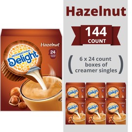 International Delight Coffee Creamer Singles, Hazelnut, 24 Count, Pack of 6