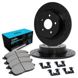 R1 Concepts Rear Brakes and Rotors Kit |Rear Brake Pads| Brake Rotors and Pads| Ceramic Brake Pads and Rotors |Hardware Kit|fits 2006-2013 Lexus IS250