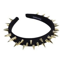 Miaija Studded Headband Punk Style Rivet Headband Spike Headband Hair Hoop Wicked Queen Headpiece for Women (Gold)