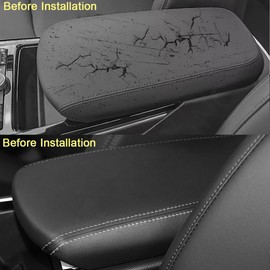 SAUWU Car Center Console Armrest Cover for Kia K5 2021 2022 2023 2024 2025 Leather Console Armrest Box Lid Cover Protector Cushion Saver Accessories,Grey Stitches