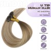Sindra U Tip Human Hair Extensions, 16 Inch Balayage Walnut