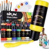 Colorful Stain Glass Paint Set with 6 Brushes, 1 Palette
