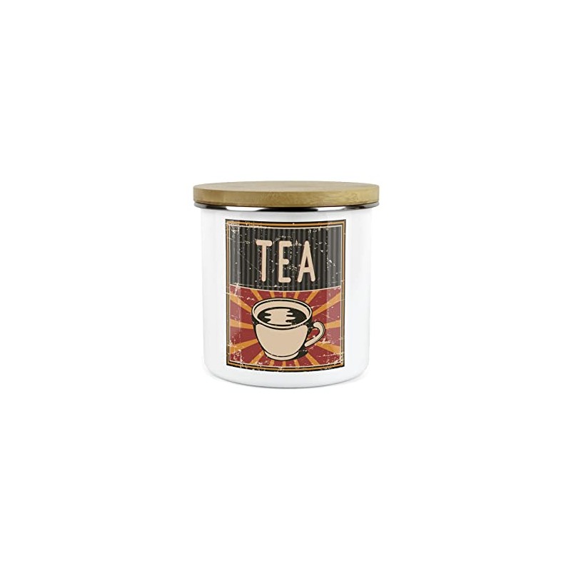 Purely Home Retro 1950s Style Tea Canister - White Metal