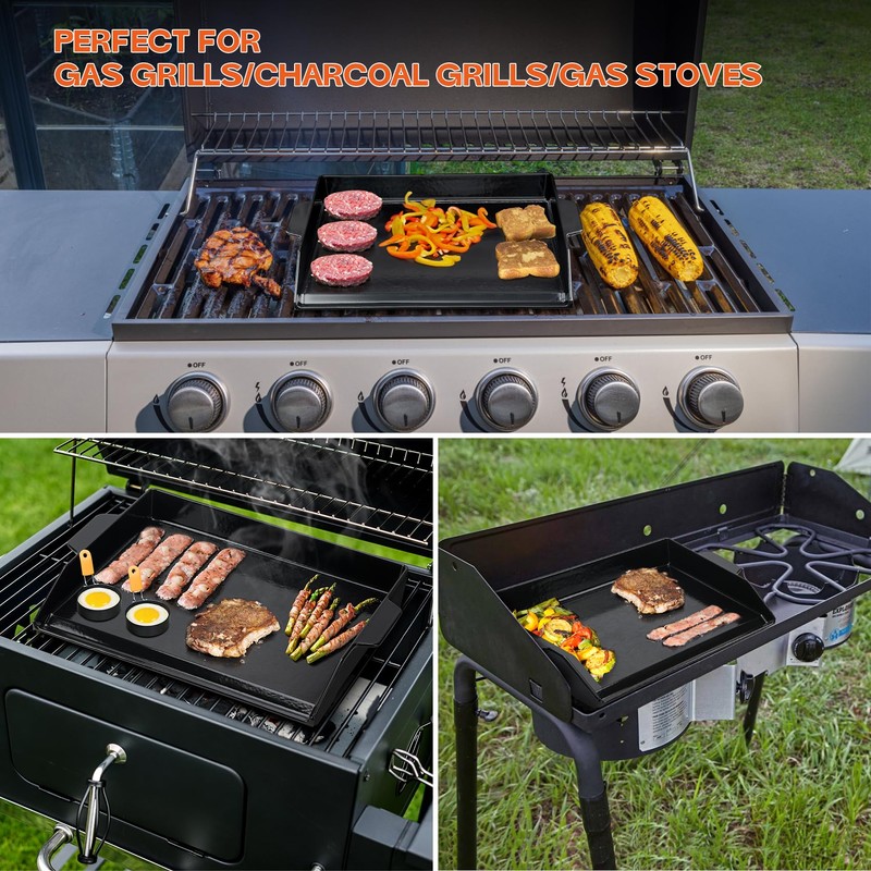 Onlyfire Universal Enamelled Cast Iron Cooking Griddle, Nonstick Coating Griddle