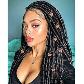NAISKA 20PCS Butterfly Hair Accessories - Dreadlock Rings, Cuffs, and Jewelry for Women's Braids (Rose Gold)