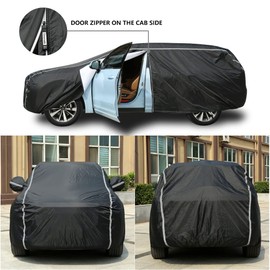 Car Cover Waterproof All Weather, Coverado Soft Cotton Lined Hail Protector Car Cover with Zipper Door, Outdoor Sun UV Rain Snow Protection Car Covers for Automobiles Universal Fit SUV (170"-190")