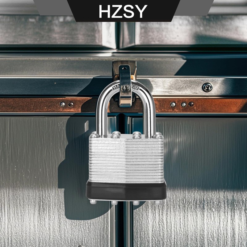 HZSY Padlocks Keyed Alike, Pack of 6, Laminated Steel Keyed