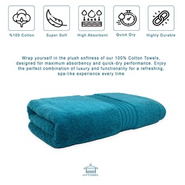 HYTOWEL - Premium Quality 100% Cotton Bath Towel Single | 700 GSM | Eco Friendly - Ultra-Soft | Quick Dry, Highly Absorbent Large Bath Towels for Elegant Shower, Spa Feel (Blue Lagoon)