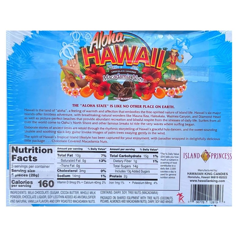 Island Princess Hawaiian Chocolate-Covered MacNuts - Aloha Hawaii 3 Pack