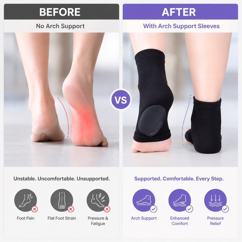Arch Support Sleeves with Cushioned Gel Pads – Soft Elastic
