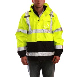 Tingley Icon 3.1 J24172 High Visibility Jacket With Phase 1 Black Fleece Liner, Attached Hood, 2X, Fluorescent Yellow-Green/Black
