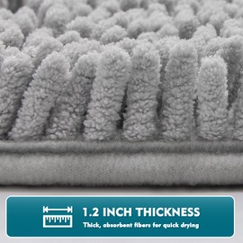 RUN HELIX Chenille Bath Mat, Non Slip Extra Soft Bath Toilet Mat 40x60 cm, Super Absorbent Bath Rug for Bathroom, Bedroom, Shower and Tub, Washable Quick Drying Bathroom Mat, Deep Purple