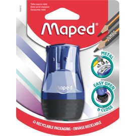 Maped - High-quality pencil sharpener Tonic for 2 pen sizes including collection box - for thin pencils Ø < 8 mm/for thick pencils Ø < 11 mm - random delivery of colours: green, blue, pink