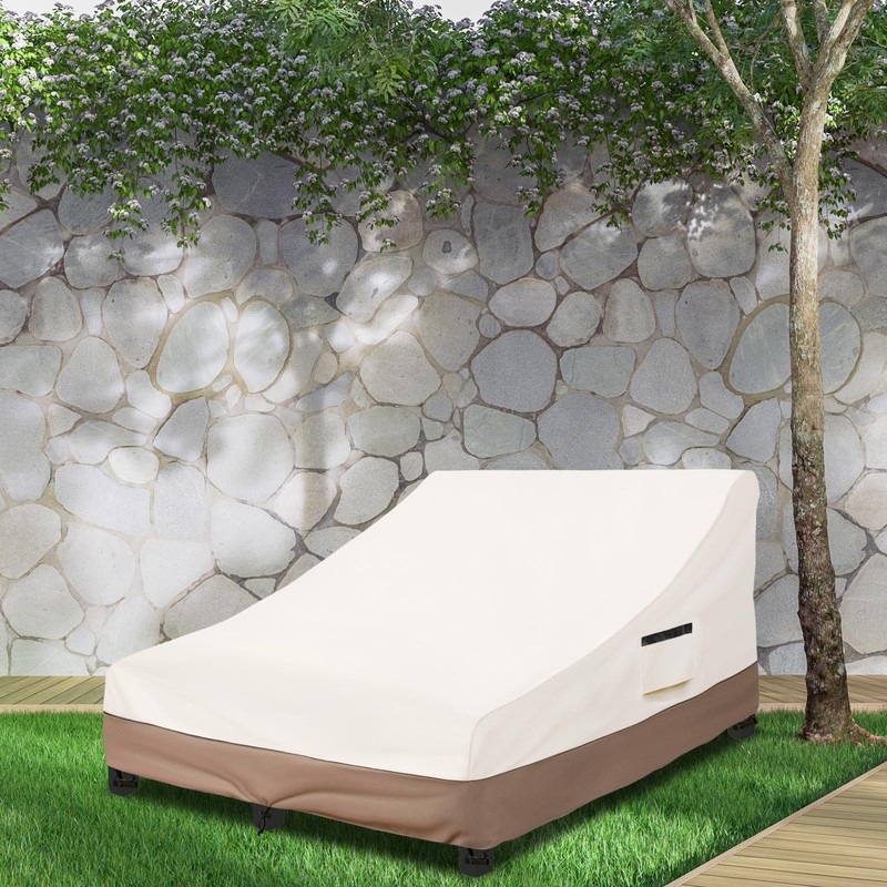 okcool 100% Waterproof Patio Double Wide Chaise Lounge Chair Cover,