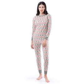 Fruit of the Loom Women's Micro Waffle Premium Thermal Set, Fair Isle White, XX-Large