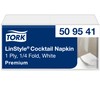 Tork LinStyle Cocktail Napkins, White, 1/4 Fold, Heavy Duty, 23.8