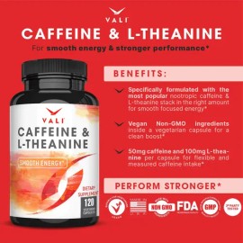 Vali Cafeína 50mg Y L-teanina 100mg Energía Y Enfoque