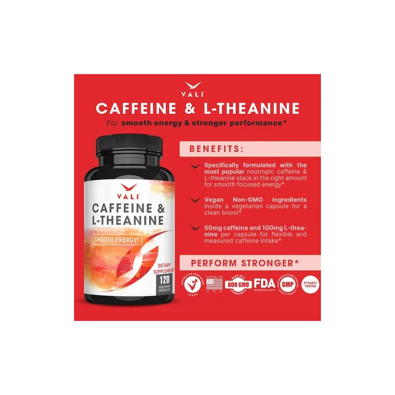 Vali Cafeína 50mg Y L-teanina 100mg Energía Y Enfoque