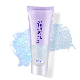 50 ml Body Glitter Gel, Face Glitters Body Gel Sequins Shimmer Liquid Eyeshadow, For Face, Hair, Lips, Festival, Masquerade, Birthday, Make-Up, Long Lasting Sparklin (White)