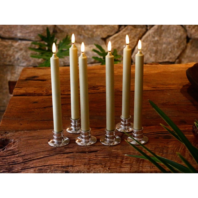 Set of 6 Flameless Ivory Wax Windows Candles with 12