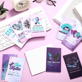 Resurhang 50 Pcs Suicide Prevention Awareness Journal Notebook Bulk Teal Purple Ribbon Motivational Notebook for Suicide Awareness Prevention Charity Campaign Supplies