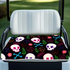 WEBEEDY Golf Cart Seat Covers,Skull Universal Breathable Golf Cart Seat Blanket Cushion Cover for Most 2-Seat Golf Carts,Summer Seat Towel Suitable for All Weather Golf Accessories,51"x 31"/130x78.5cm