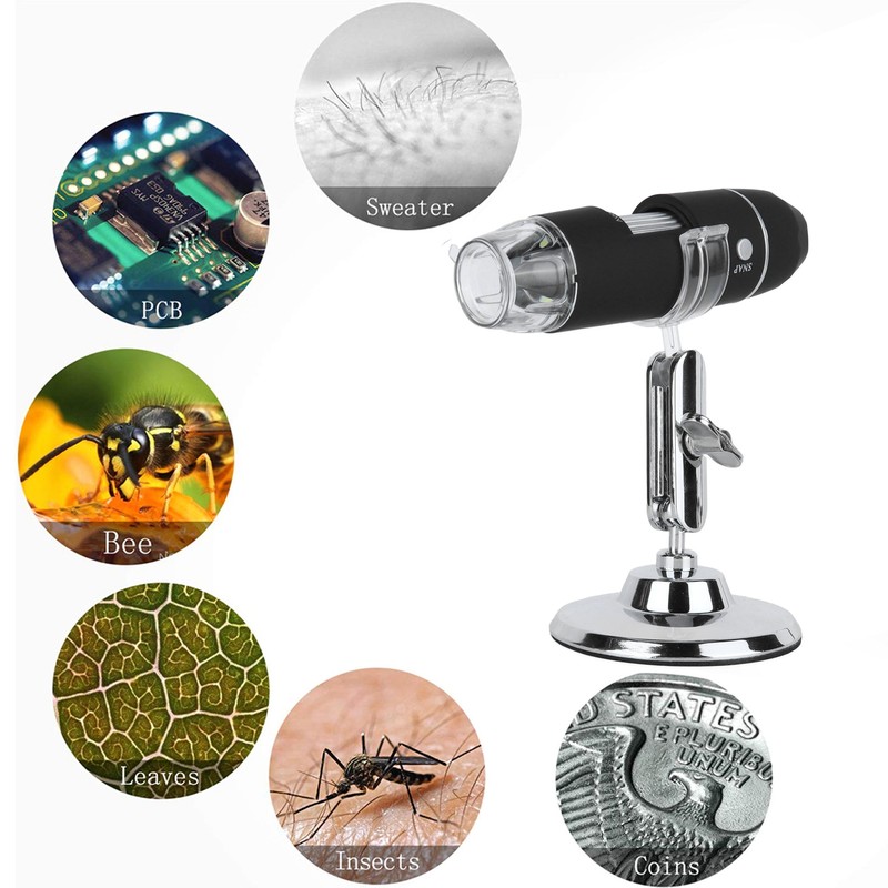 USB Microscope 8LED 1000X 640x480P Microscope with Stand for Android